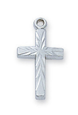 McVan Sterling Silver Cross Pendant - Sterling Silver Cross with 16 in. Rhodium Plated Brass Chain and Deluxe Gift Box