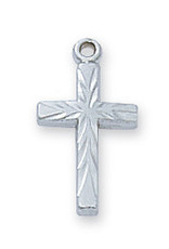 McVan Sterling Silver Cross with 16 in. Rhodium Plated Chain and Deluxe Gift Box
