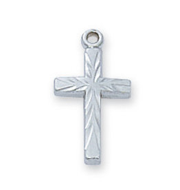 McVan Sterling Silver Cross with 16 in. Rhodium Plated Chain and Deluxe Gift Box