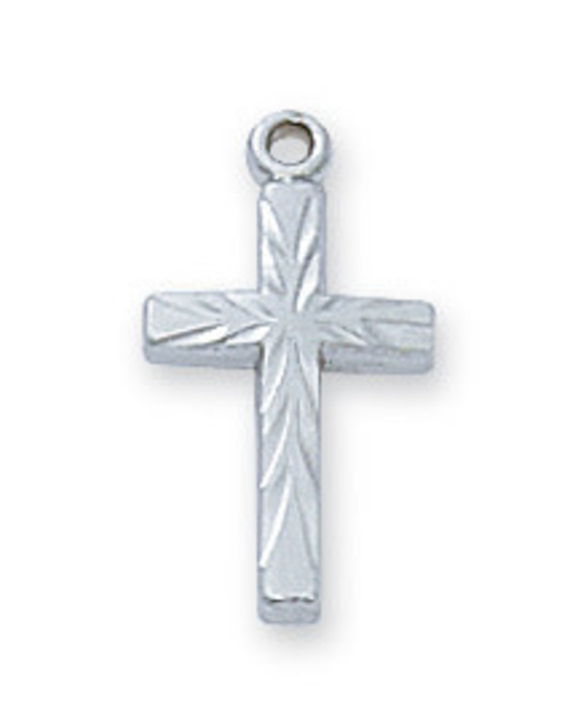 McVan Sterling Silver Cross with 16 in. Rhodium Plated Chain and Deluxe Gift Box