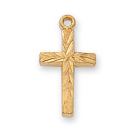 McVan Gold Over Sterling Silver Cross with 16 in. Gold Plated Chain and Deluxe Gift Box