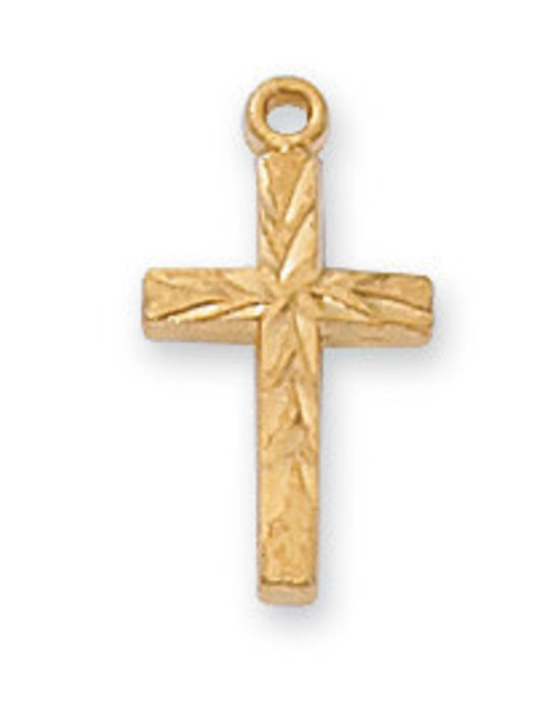 McVan Gold Over Sterling Silver Cross with 16 in. Gold Plated Chain and Deluxe Gift Box
