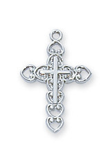 McVan Sterling Silver Cross with 16 in. Rhodium Plated Chain and Deluxe Gift Box