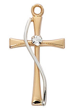 McVan Rose Gold over Sterling Silver Cross with 18" Rhodium Plated Chain, Boxed