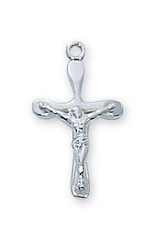 McVan Sterling Silver Crucifix with 16" Rhodium Chain and Deluxe Gift Box