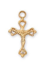 McVan Gold Over Sterling Silver Crucifix with 16" Gold Plated Chain and Deluxe Gift Box