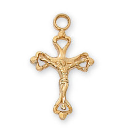 McVan Gold Over Sterling Silver Crucifix with 16" Gold Plated Chain and Deluxe Gift Box