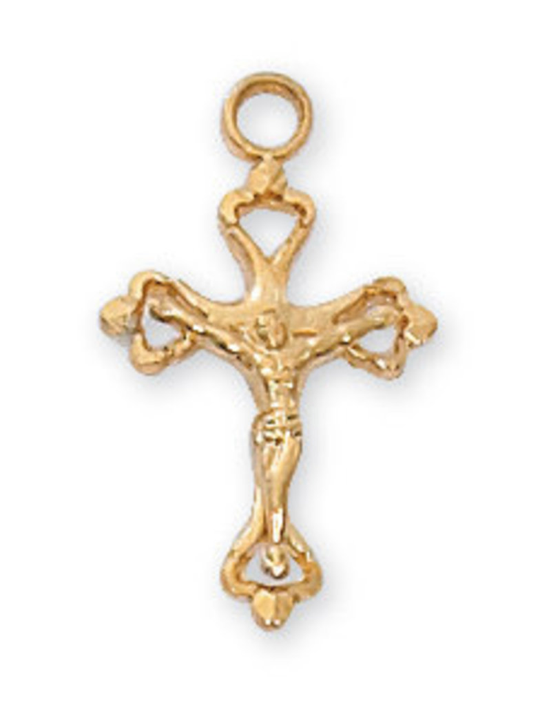 McVan Gold Over Sterling Silver Crucifix with 16" Gold Plated Chain and Deluxe Gift Box