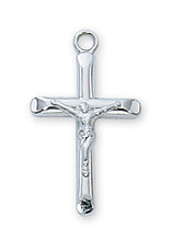 McVan Sterling Silver Crucifix with 18 in. Rhodium Plated Brass Chain and Deluxe Gift Box