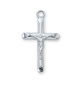 McVan Sterling Silver Crucifix with 18 in. Rhodium Plated Brass Chain and Deluxe Gift Box