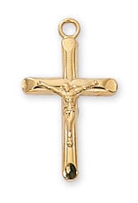 McVan Gold Over Sterling Silver Crucifix with 18" Gold Plated Chain and Deluxe Gift Box