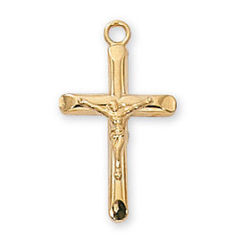 McVan Gold Over Sterling Silver Crucifix with 18" Gold Plated Chain and Deluxe Gift Box