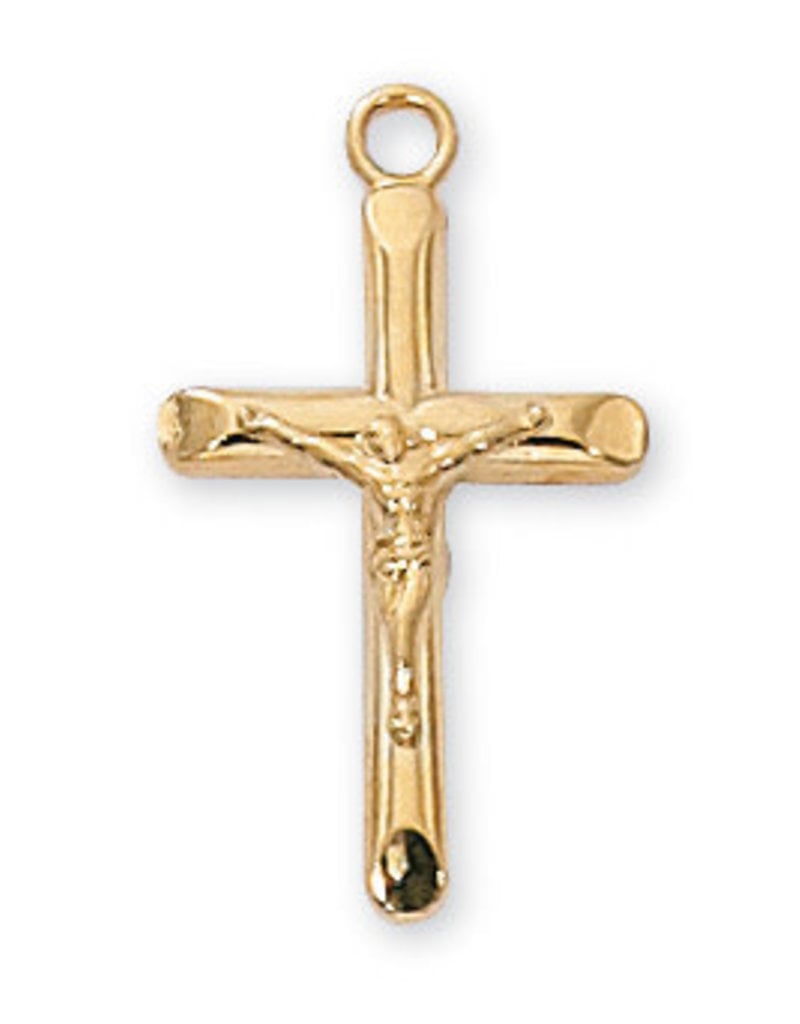 McVan Gold Over Sterling Silver Crucifix with 18" Gold Plated Chain and Deluxe Gift Box