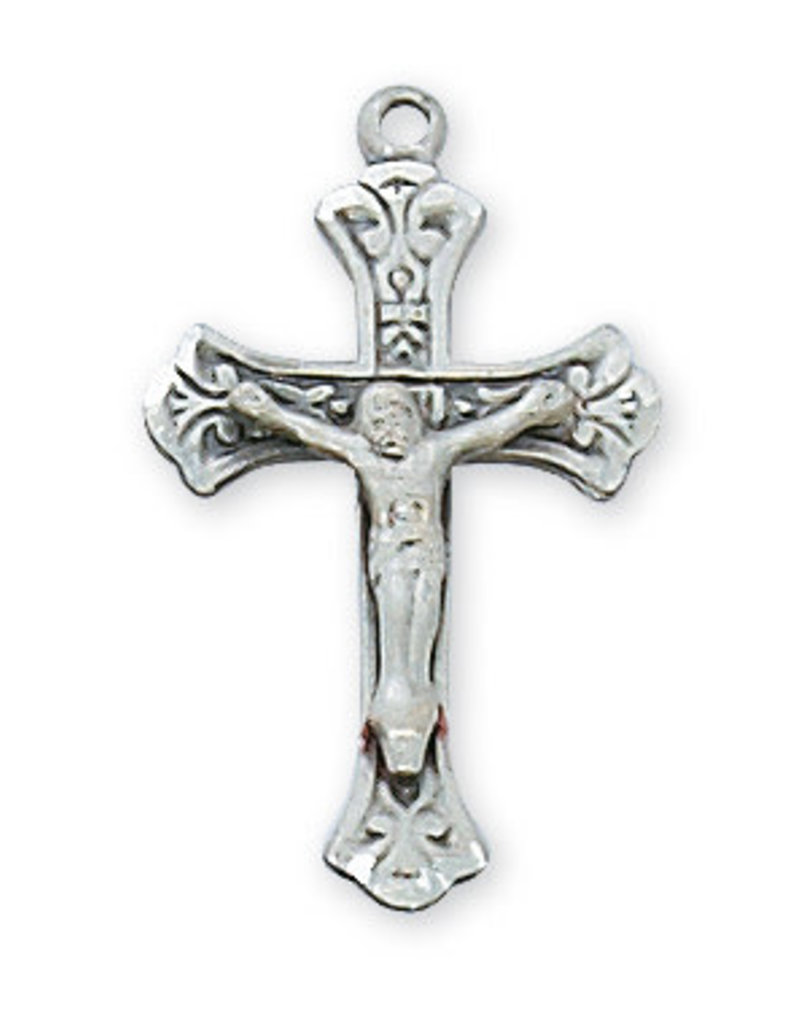 McVan Sterling Silver Crucifix with 18" Rhodium Plated Chain and Deluxe Gift Box