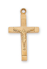 McVan Gold Over Sterling Silver Crucifix with 18" Gold Plated Chain and Deluxe Gift Box