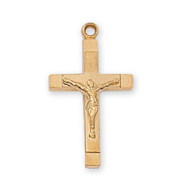 McVan Gold Over Sterling Silver Crucifix with 18" Gold Plated Chain and Deluxe Gift Box