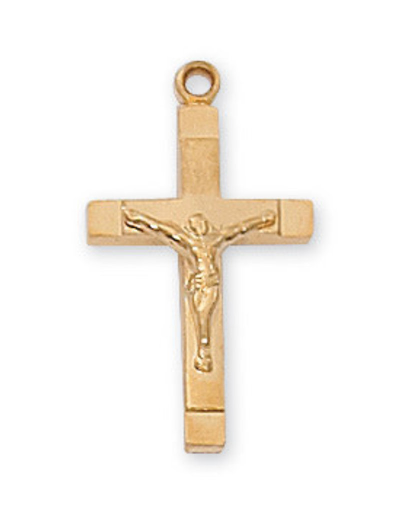 McVan Gold Over Sterling Silver Crucifix with 18" Gold Plated Chain and Deluxe Gift Box