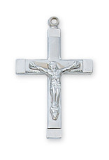 McVan Sterling Silver Crucifix with 18" Rhodium Chain and Deluxe Gift Box