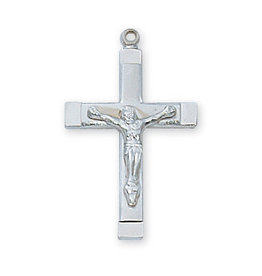 McVan Sterling Silver Crucifix with 18" Rhodium Chain and Deluxe Gift Box
