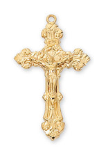 McVan Gold Over Sterling Silver Crucifix with 18" Gold Plated Chain and Deluxe Gift Box