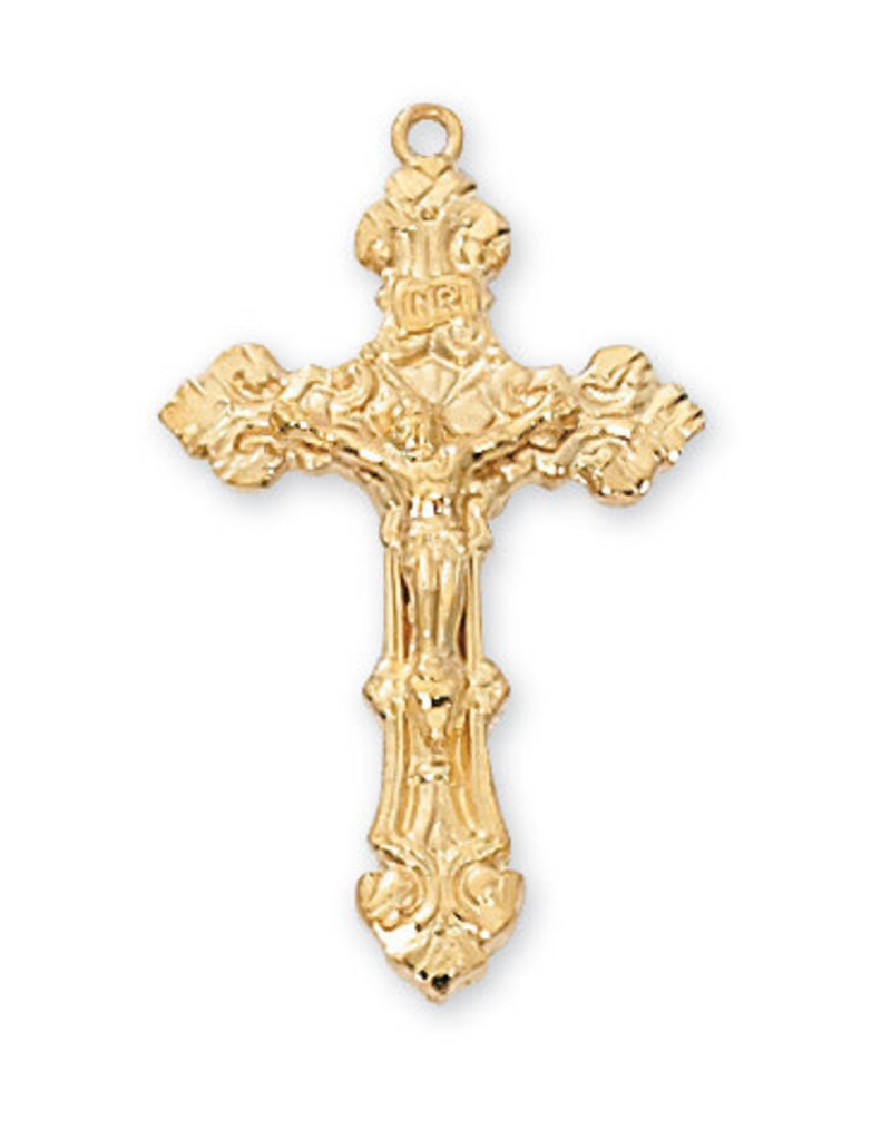 McVan Gold Over Sterling Silver Crucifix with 18" Gold Plated Chain and Deluxe Gift Box