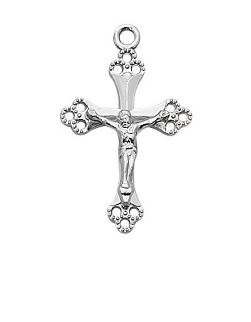 McVan Sterling Silver Crucifix with 18" Rhodium Plated Chain and Deluxe Gift Box