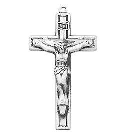 McVan Sterling Silver Crucifix with 18" Rhodium Plated Chain and Deluxe Gift Box