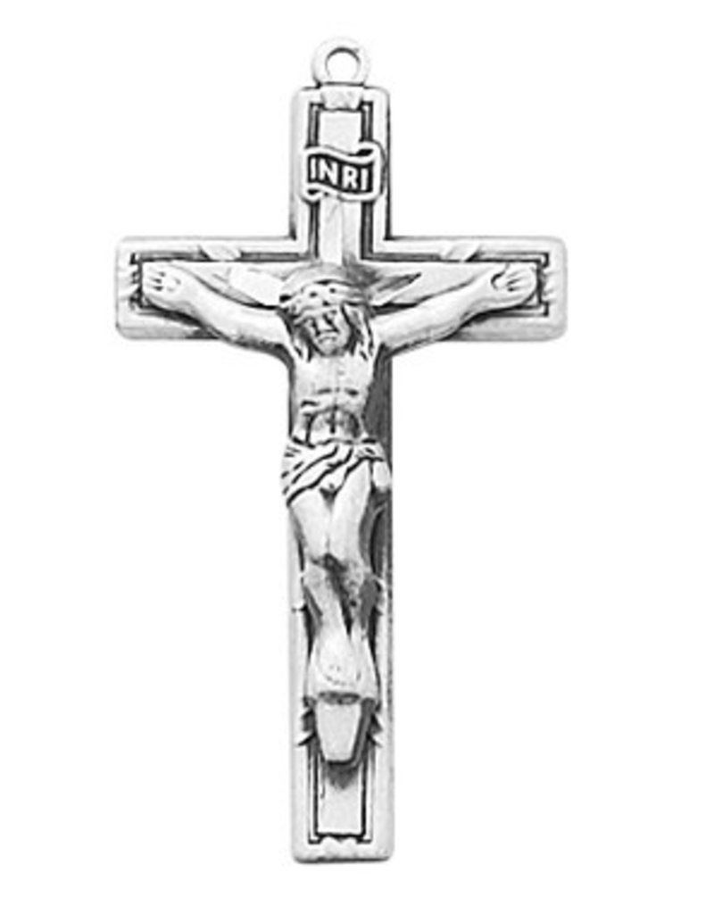 McVan Sterling Silver Crucifix with 18" Rhodium Plated Chain and Deluxe Gift Box