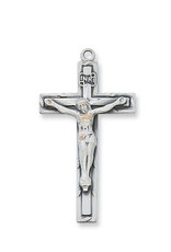 McVan Sterling Silver Crucifix with 18" Rhodium Chain and Deluxe Gift Box