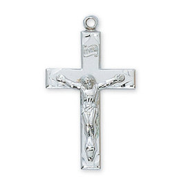McVan Sterling Silver Crucifix with 20" Rhodium Chain and Deluxe Gift Box