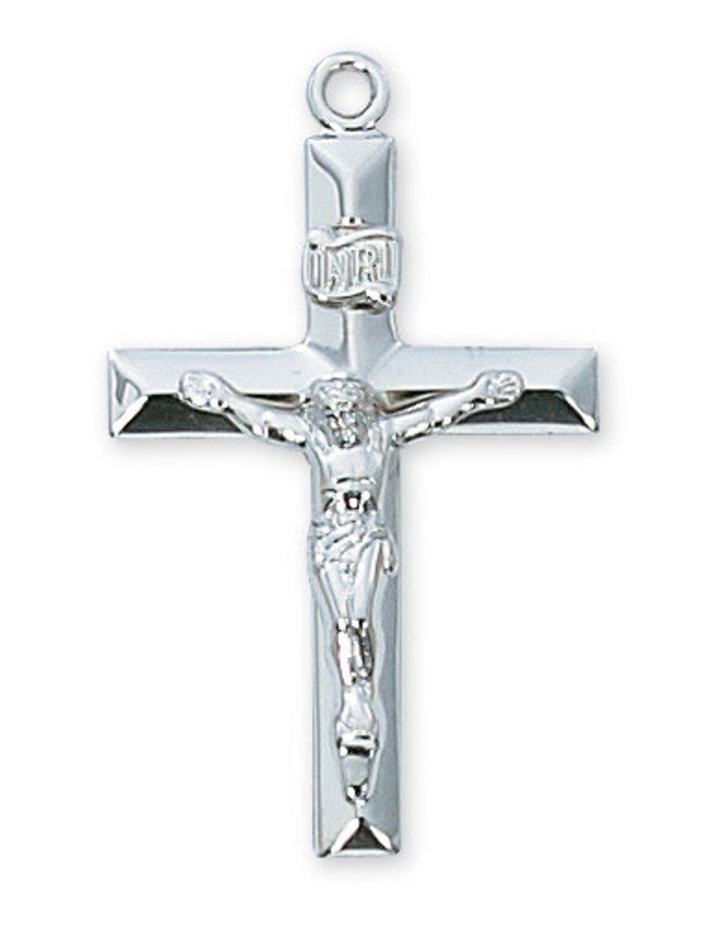 McVan Sterling Silver Crucifix with 24" Rhodium Chain and Deluxe Gift Box