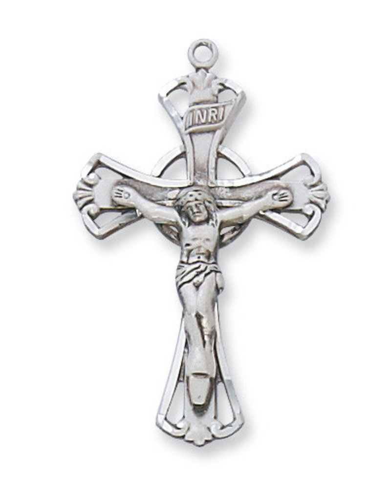 McVan Sterling Silver Crucifix with 18" Rhodium Chain and Deluxe Gift Box