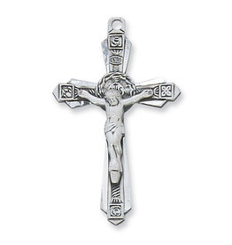McVan Sterling Silver Crucifix with 24" Rhodium Plated Chain and Deluxe Gift Box