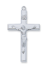 McVan Sterling Silver Crucifix with 24" Rhodium Plated Chain and Deluxe Gift Box