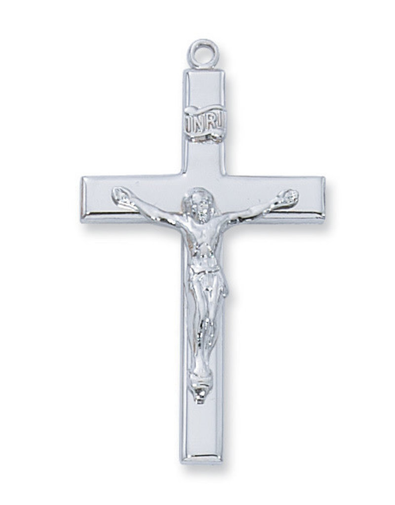 McVan Sterling Silver Crucifix with 24" Rhodium Plated Chain and Deluxe Gift Box
