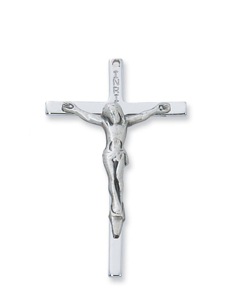 McVan Sterling Silver Crucifix with 24" Rhodium Chain and Deluxe Gift Box