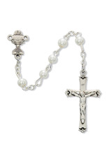 McVan Sterling Silver 5mm White Pearl First Communion Rosary