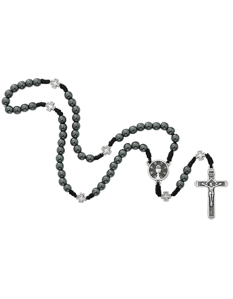 McVan 6mm Hematite Corded First Communion Rosary