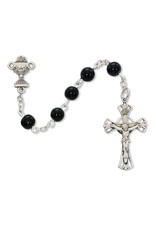 McVan Sterling Silver Black Glass First Communion Rosary