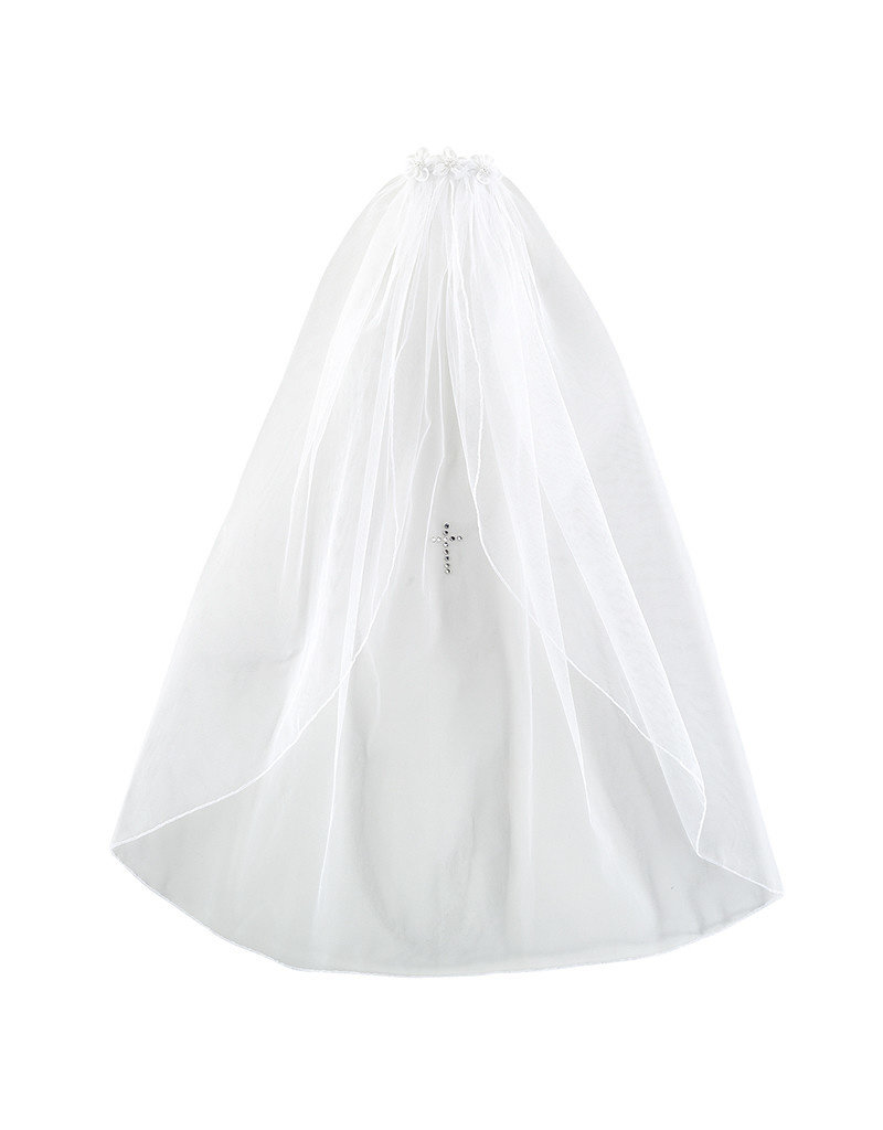 Christian Brands Floral Comb With Cross First Communion Veil