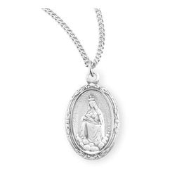 HMH Religious Our Lady of La Leche Oval English Version Sterling Silver Medal