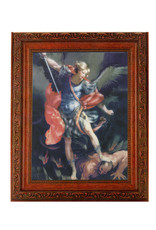 WJ Hirten St. Michael 8" x 10" Picture in Mahogany Frame
