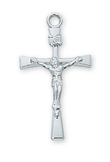 McVan Sterling Silver Crucifix Pendant with 18" Rhodium Chain and Deluxe Gift Box