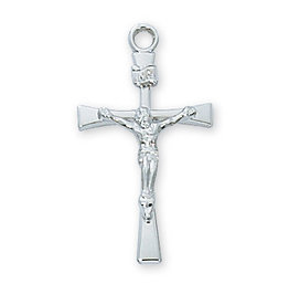McVan Sterling Silver Crucifix Pendant with 18" Rhodium Chain and Deluxe Gift Box