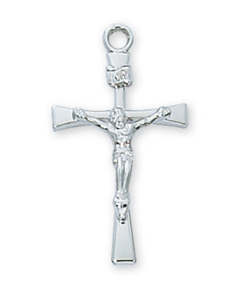 McVan Sterling Silver Crucifix Pendant with 18" Rhodium Chain and Deluxe Gift Box