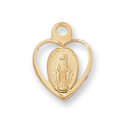 McVan Gold Over Sterling Silver Miraculous Medal with 16" Gold Plated Chain and Deluxe Gift Box