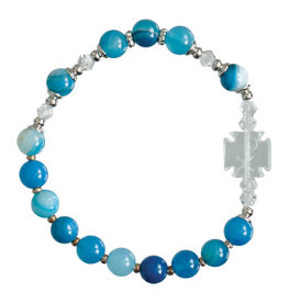 Sine Cera 6mm Children's Blue Gemstone Stretch Rosary Bracelet