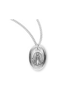 HMH Religious Oval Frame Sterling Silver Miraculous Medal With 18" Chain Necklace