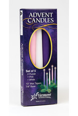 Vermont Christmas Company Advent Candle Set-Purple/Pink/White Tapers (10") Set of 5