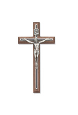 McVan 8“ Walnut Stain Crucifix with Black Overlay